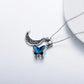 Sterling Silver Urn Crescent Moon Cremation Memorial Pendant with Blue Butterfly Necklace - Keep Best Love Close