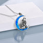 Sterling Silver Wolf Opal Moon Pendant Necklace Gifts for Women - Wolf Opal Moon Pendant for Fierce Women Who Shine