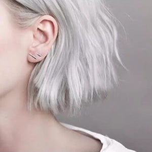 Electroplated Silver Geometric Stick Earrings for Women in the United States - That Hammer Home Minimalist Chic united