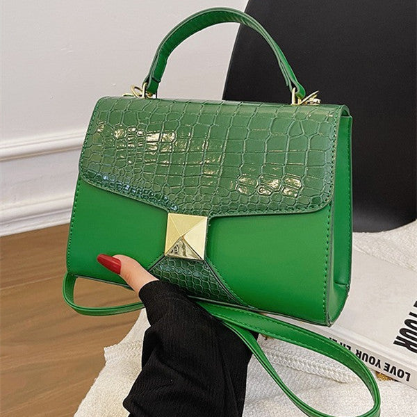 Stitching Square Pouch with Mining Stone Pattern Leather and Internal Pocket - mining stone pattern stitching square