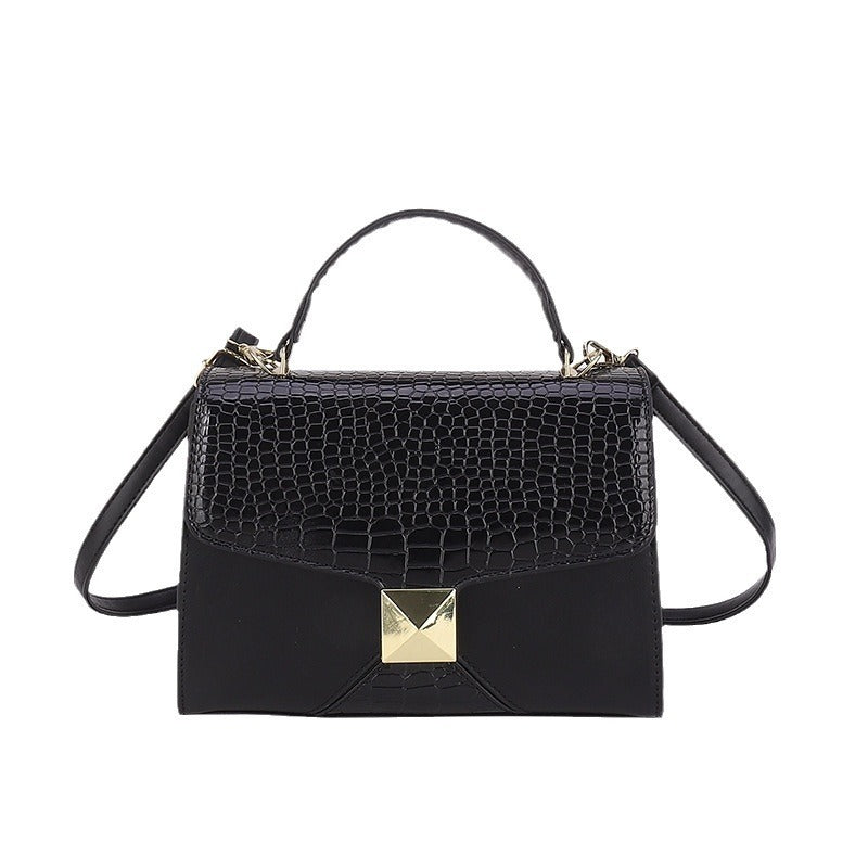 Stitching Square Pouch with Mining Stone Pattern Leather and Internal Pocket - mining stone pattern stitching square