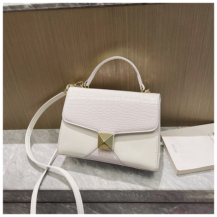 Stitching Square Pouch with Mining Stone Pattern Leather and Internal Pocket - mining stone pattern stitching square