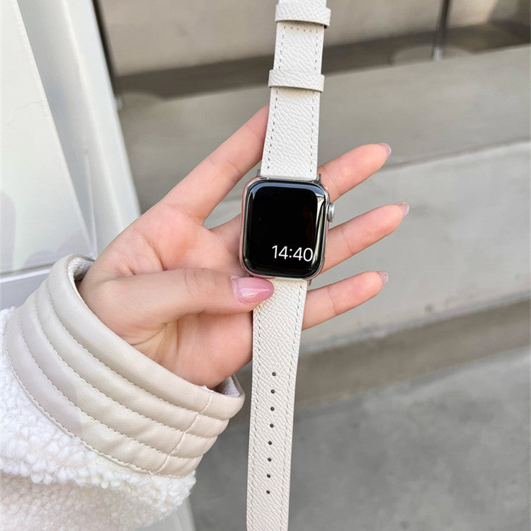 Genuine Leather Watch Band Universal Fit for Apple Watches in the United States - Strap Classic P with Gold Buckle