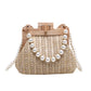 Straw Beach Pearl Chain Woven Crossbody Bag with Inner Organizer - Teleplus for Women straw beach pearl chain woven