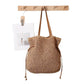 Straw Lucky Bag Coffee Color Medium Shoulder with Phone Pocket - straw lucky bag