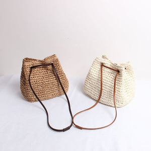 Straw Messenger Bag Square Vertical Woven Suitcase Style Daily Shoulder - Teleplus messenger bag