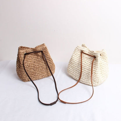 Straw Messenger Bag Square Vertical Woven Suitcase Style Daily Shoulder - Teleplus messenger bag