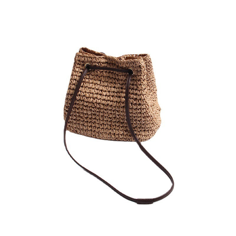 Straw Messenger Bag Square Vertical Woven Suitcase Style Daily Shoulder - Teleplus messenger bag