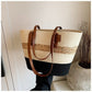 Straw Shoulder Bag with Polyester Lining Medium Tote for Women Zipper Pockets