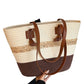 Straw Shoulder Bag with Polyester Lining Medium Tote for Women Zipper Pockets