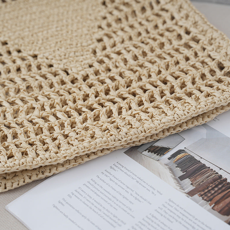 Straw Woven Crocheted Shoulder Bag with Hollow Design for Daily - straw woven crocheted shoulder hollow