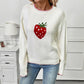 Strawberry Beige Loose Pullover Sweater for Women Acrylic Wool Knit Top - Womens