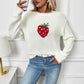 Strawberry Beige Loose Pullover Sweater for Women Acrylic Wool Knit Top - Womens