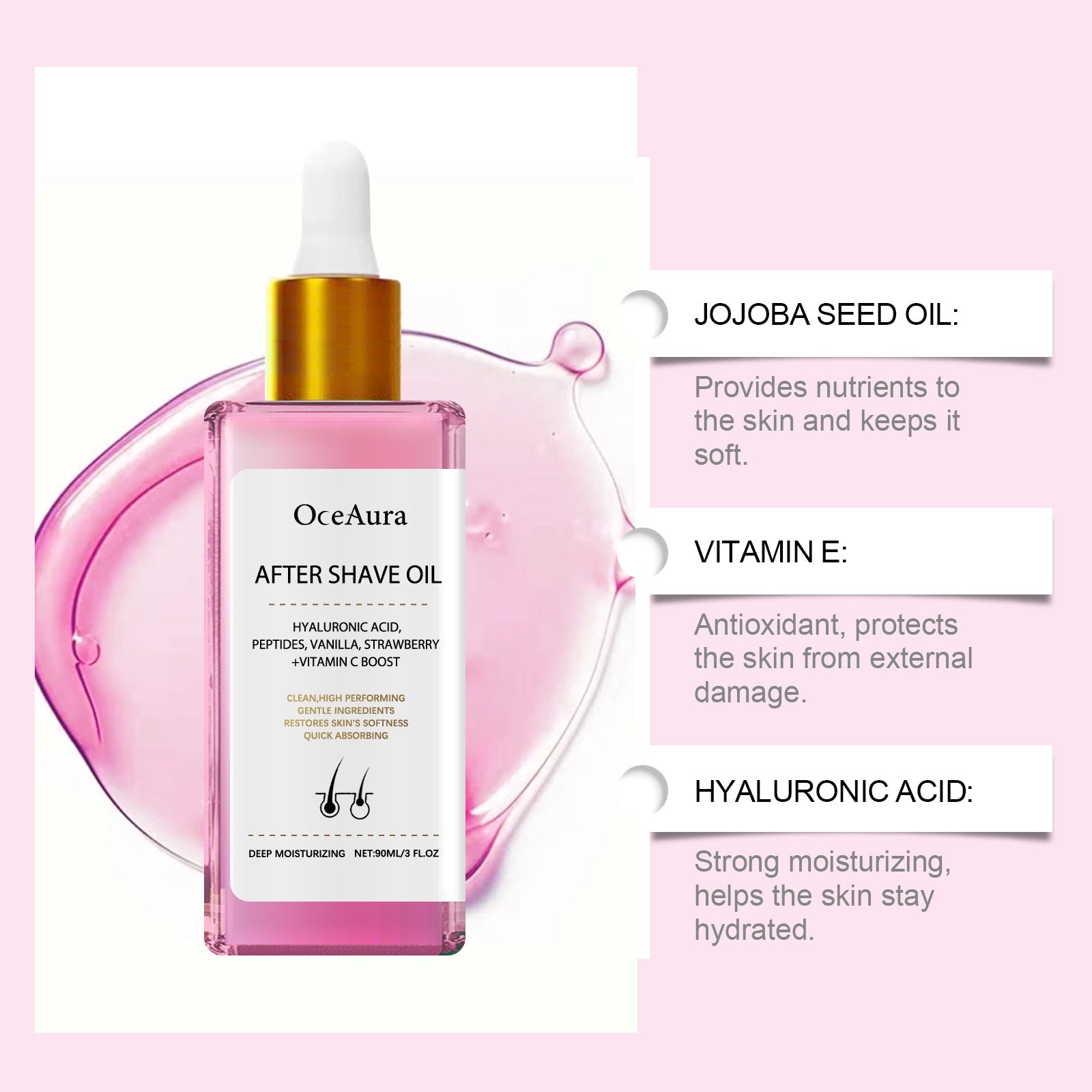 Strawberry Hair Removal Essential Oil Aftercare with Jojoba and Vitamin E 90ml - Teleplus hair removal essential oil