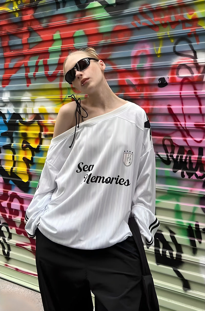 Street Hipster Slant Shoulder Pullover Top Polyester Sweater S-XL - Teleplus