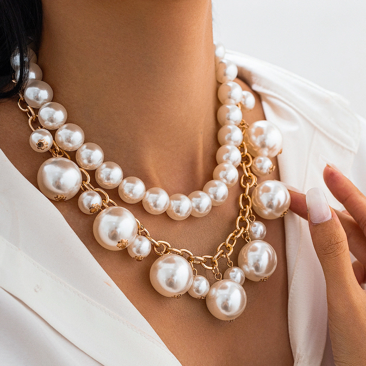 Stringed Pearls Pendant Necklace Fashion Alloy - Stringed Pearls Necklace a Gem for Your Clumsy Style