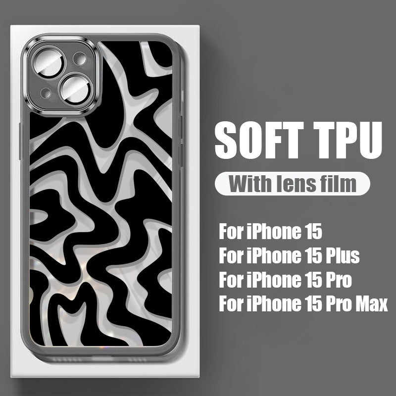 Striped Graffiti Transparent Metal Protective Cover for iPhone 11 12 13 14 - Armor Your Phone striped graffiti