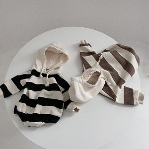 Striped Ins Long Sleeved Baby Romper For Warmth - Striped Long Sleeved Baby Romper for Warmth