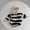 Romper Baby Baby Striped INS z długim rękawem - Czarno -biały pasek