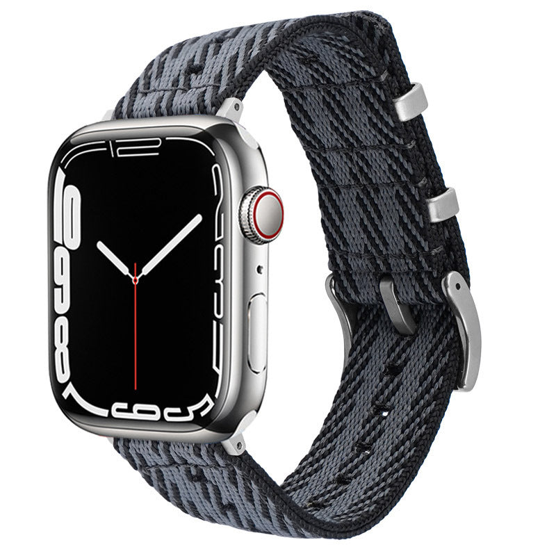 Striped nylon strap for 41mm 45mm steel rings and watches - Teleplus Nylon Strap 41mm45mm Steel Rings ring striped