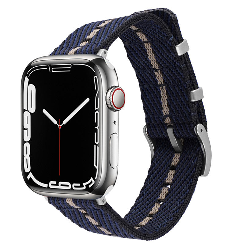 Striped nylon strap for 41mm 45mm steel rings and watches - Teleplus Nylon Strap 41mm45mm Steel Rings ring striped