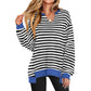 Striped Pullover Sweatshirt for Women Streetwear Polyester Crewneck S-XXL - Teleplus