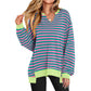 Striped Pullover Sweatshirt for Women Streetwear Polyester Crewneck S-XXL - Teleplus