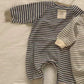 Striped Round Neck One-piece Long Sleeves Boys And Girls - Get Striped in Style with This Fun One-Piece Outfit