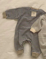 Striped Round Neck One-piece Long Sleeves Boys And Girls - Get Striped in Style with This Fun One-Piece Outfit