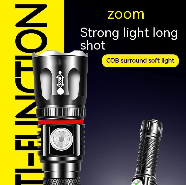 Strong Light Flashlight 10W T6 Camping Telescopic Multifunctional Torch - outdoor camping telescopic multifunctional
