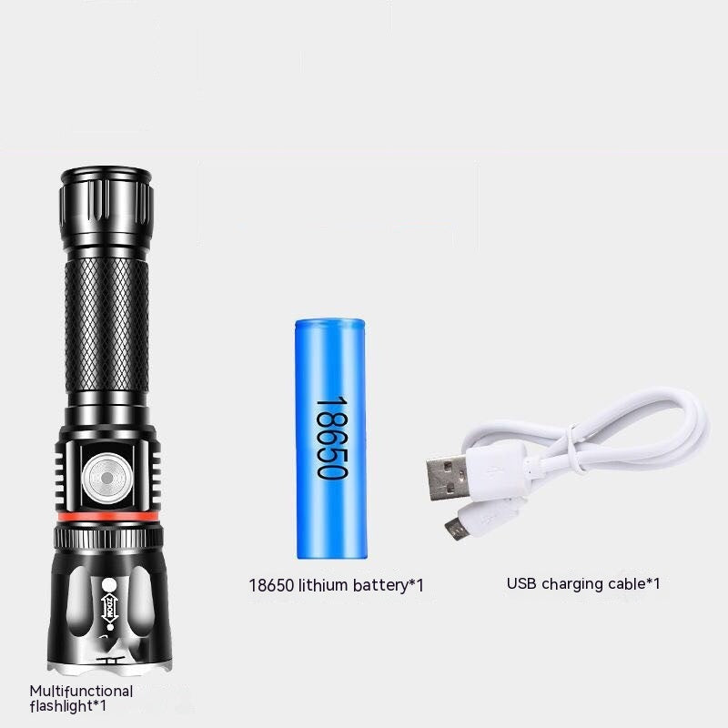 Strong Light Flashlight 10W T6 Camping Telescopic Multifunctional Torch - outdoor camping telescopic multifunctional