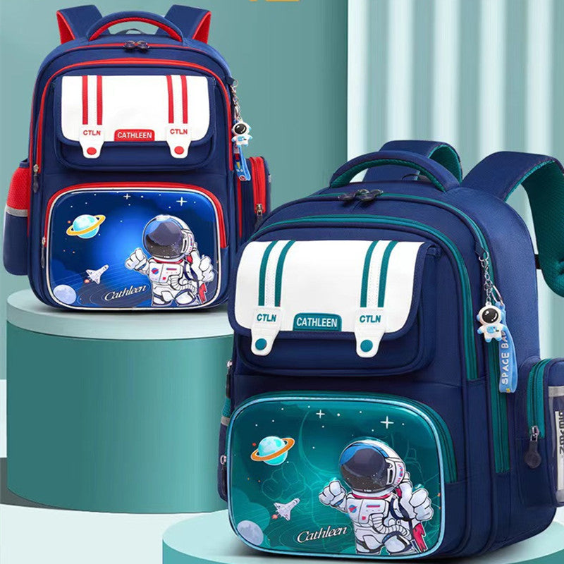 Student Waterproof And Lightweight Astronaut Cartoon Backpack - Galaxy Ready Backpack in Sapphire Blue Small Size