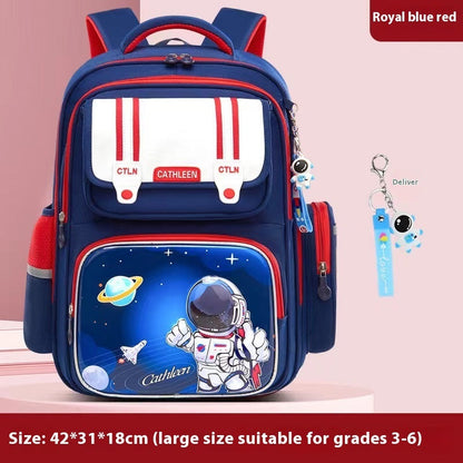 Student Waterproof And Lightweight Astronaut Cartoon Backpack - Galaxy Ready Backpack in Sapphire Blue Small Size