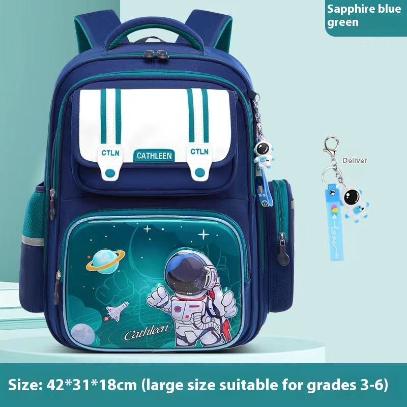 Student Waterproof And Lightweight Astronaut Cartoon Backpack - Galaxy Ready Backpack in Sapphire Blue Small Size