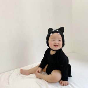 Unisex Black Combed Cotton Pullover Hoodie with Removable Pocket US CHF - Bat-tastic Jumpsuit for Your Tiny Halloween