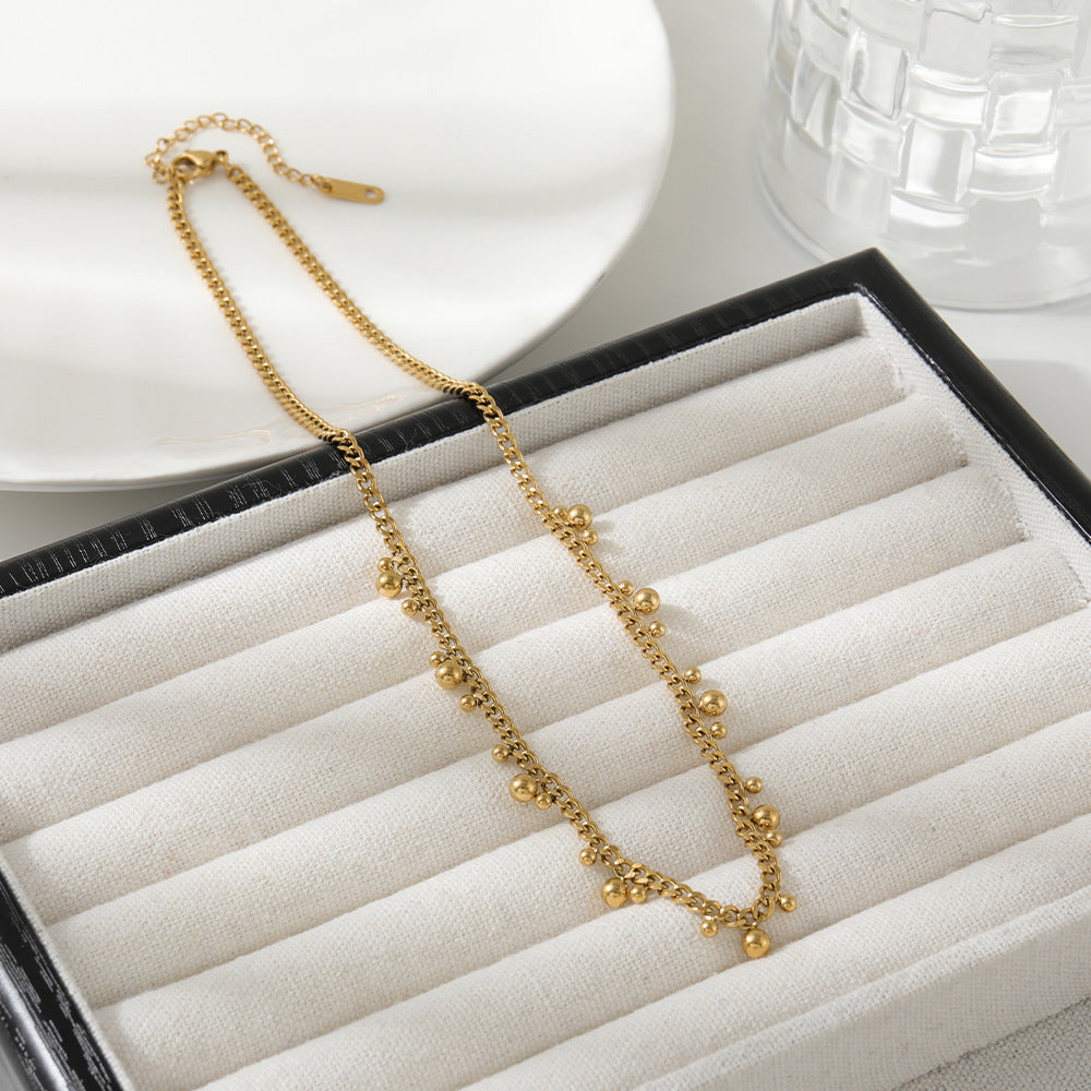 Stainless Steel Beads Pendant Tassel Necklace for Women Stylish Jewelry - Style beads pendant tassel necklace style