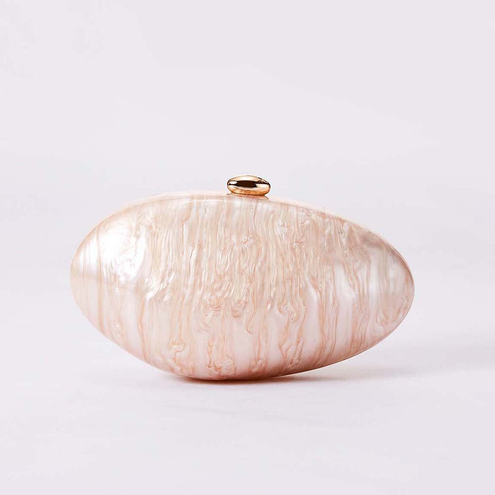 Stylish Acrylic Oval Handbag with Cotton Lining and Chain Strap