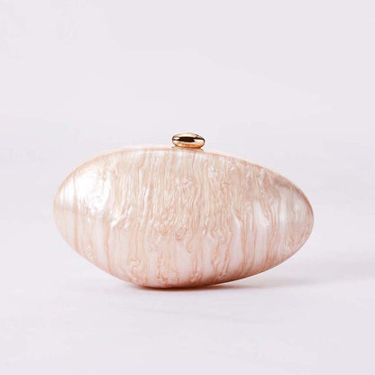 Stylish Acrylic Oval Handbag with Cotton Lining and Chain Strap