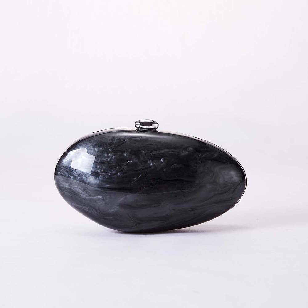 Stylish Acrylic Oval Handbag with Cotton Lining and Chain Strap