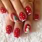 Stylish Christmas False Nails with Snowflake Nail Art and Stickers - Teleplus christmas false nails snowflake nail art