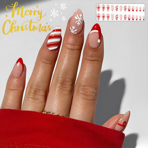 Stylish Christmas False Nails with Snowflake Nail Art and Stickers - Teleplus christmas false nails snowflake nail art
