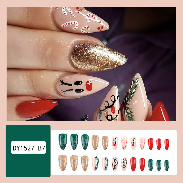 Stylish Christmas False Nails with Snowflake Nail Art and Stickers - Teleplus christmas false nails snowflake nail art