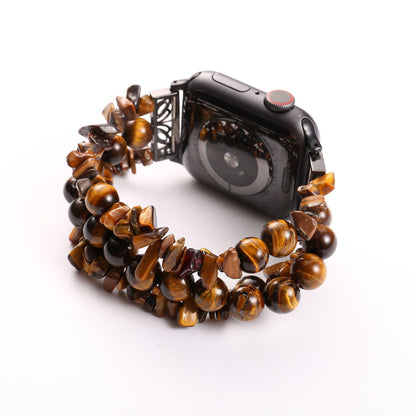 Stylish Wood Grain Smart Watch Strap with Jewelry-Rough Design Options - Teleplus Jewelry Rough smart watch strap