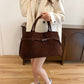 Suede Tote Design Portable Shoulder Bag in Polyester Brown 38x25x16cm - Teleplus suede tote design portable shoulder bag