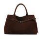 Suede Tote Design Portable Shoulder Bag in Polyester Brown 38x25x16cm - Teleplus suede tote design portable shoulder bag
