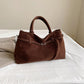 Suede Tote Design Portable Shoulder Bag in Polyester Brown 38x25x16cm - Teleplus suede tote design portable shoulder bag