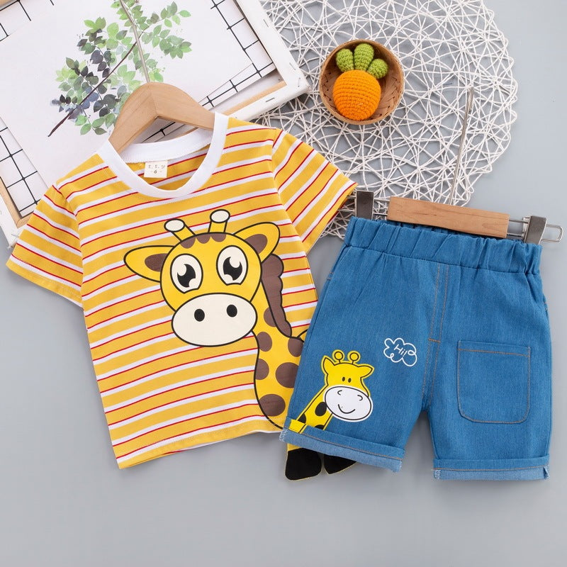 Suit Baby T-shirt Summer Cartoon Two Piece Set Clothes For Babies - Suit Up Your Baby in Summer Style and Giggles