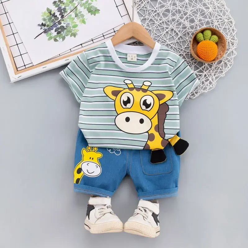 Suit Baby T-shirt Summer Cartoon Two Piece Set Clothes For Babies - Suit Up Your Baby in Summer Style and Giggles