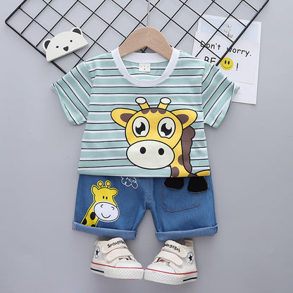 Suit Baby T-shirt Summer Cartoon Two Piece Set Clothes For Babies - Suit Up Your Baby in Summer Style and Giggles