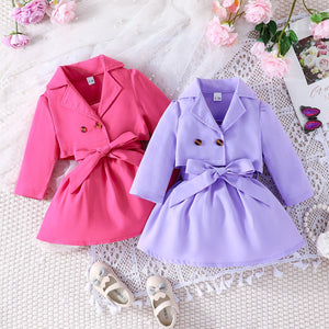 Suit Jacket Solid Color Suspender Skirt Two-piece Suit For Children - Tiny Tots in Tuxedos Chic Suspender Skirt Set